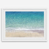 This fine art aerial beach print showcases the mesmerizing colors of the ocean in vivid detail. From the deep blue depths to the vibrant greenish turquoise blue, transitioning to the golden sandy beach and the crashing white surf.