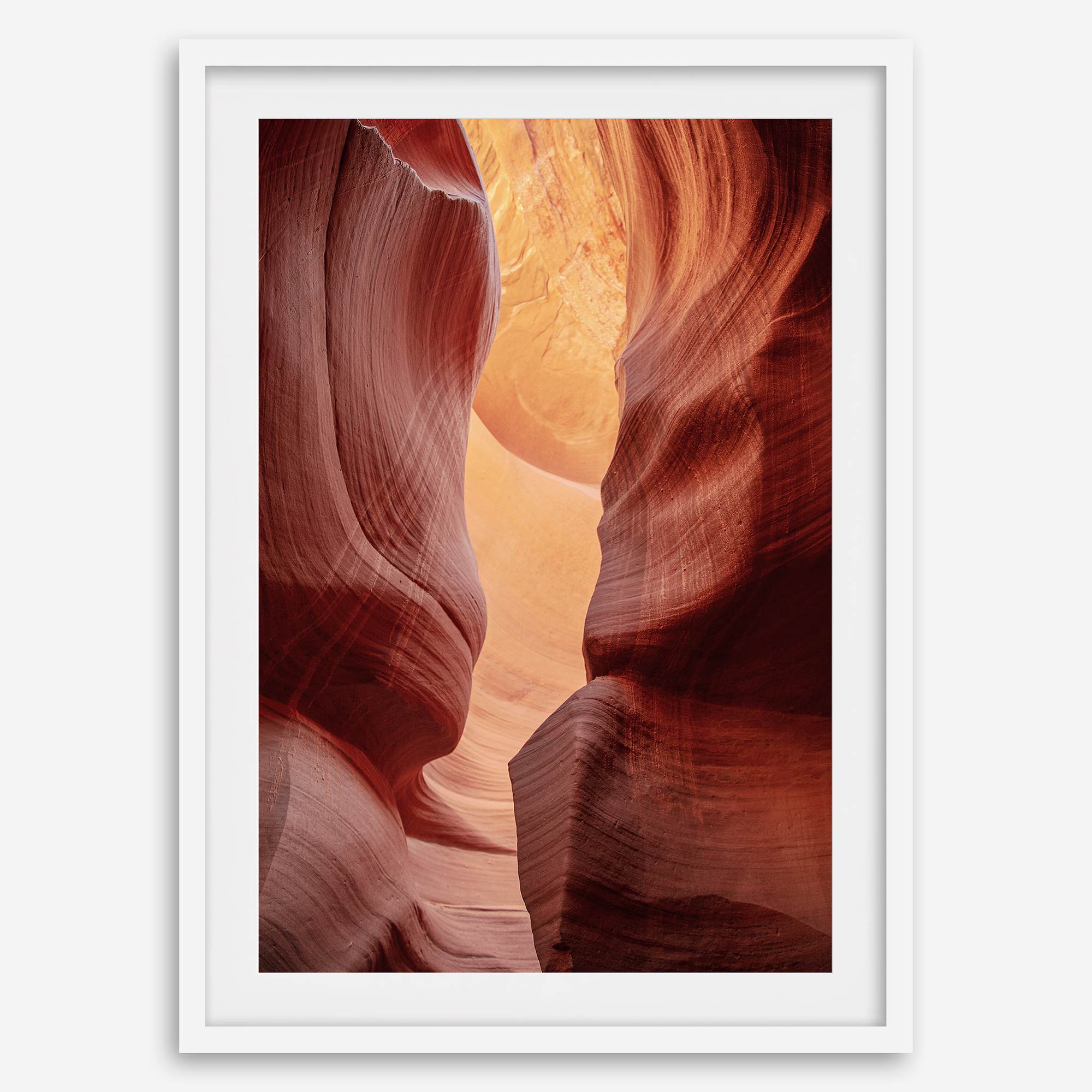 This Arizona desert wall art showcases the texture, light, and colors of the famous Antelope Canyon.