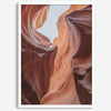 A fine art unframed or framed Arizona desert print of Antelope Canyon showcasing the unique textures and colors of this stunning location.