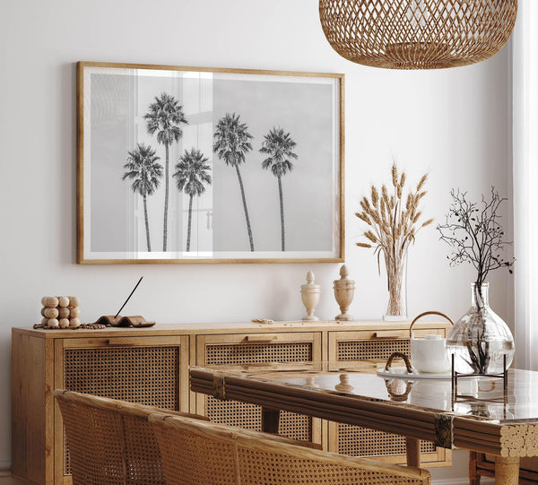 Black and White Palm Tree Fine Art Print - Minimalist Palm Trees Wall Art, Los Angeles Landscape Photography Art Print, Coastal Home Decor