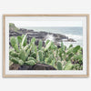 Cactus wall art of Kauai coast with ocean waves and tropical greenery.
