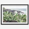 Cactus wall art of Kauai coast with ocean waves and tropical greenery.