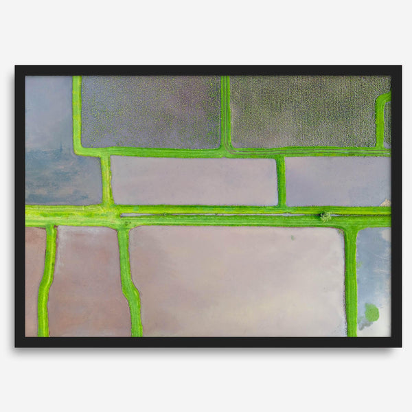 Aerial view of colorful taro field patchwork in Hanalei, Hawaii. This captivating fine art print offers a unique modern perspective, perfect for sparking conversation and adding a touch of nature's beauty to your home or office.