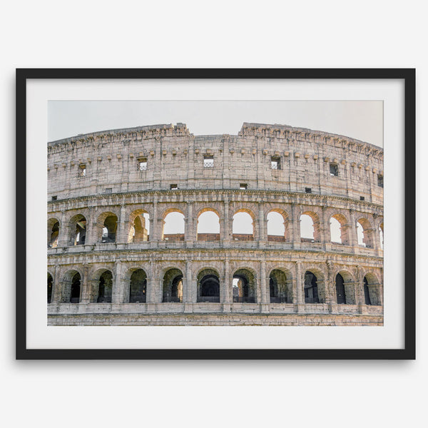 A fine art Italy print showing a geometric close up of the Colosseum in Rome. 