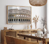 A fine art Italy print showing a geometric close up of the Colosseum in Rome. 