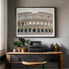 A fine art Italy print showing a geometric close up of the Colosseum in Rome. 