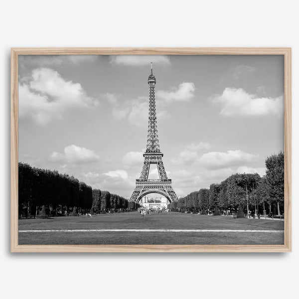 A fine art symmetric Eiffel Tower Wall Art. This Parisian print showcases the tower itself and the Eiffel Tower gardens in Paris.