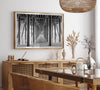 A large fine art abstract black and white beach pier print This stunning beach wall art shows the symmetric structure of the pier with the ocean water gently caressing the pier and beach.