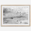 Black and white photo of people walking on Baker Beach in San Francisco – fine art coastal photography print.