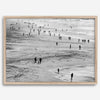 Black and white photo of people walking on Baker Beach in San Francisco – fine art coastal photography print.