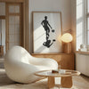 Black and white basketball wall art featuring a silhouetted player and reflective composition in minimalist fine art photography.