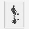 Black and white basketball wall art featuring a silhouetted player and reflective composition in minimalist fine art photography.