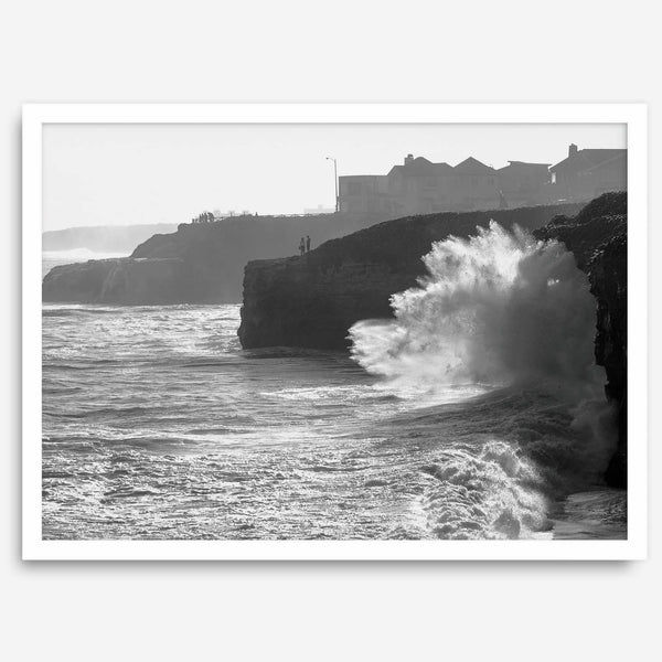 Black and White Ocean Fine Art Photography Print - California Santa Cruz Beach Wall Art Framed or Unframed Poster for Home Decor
