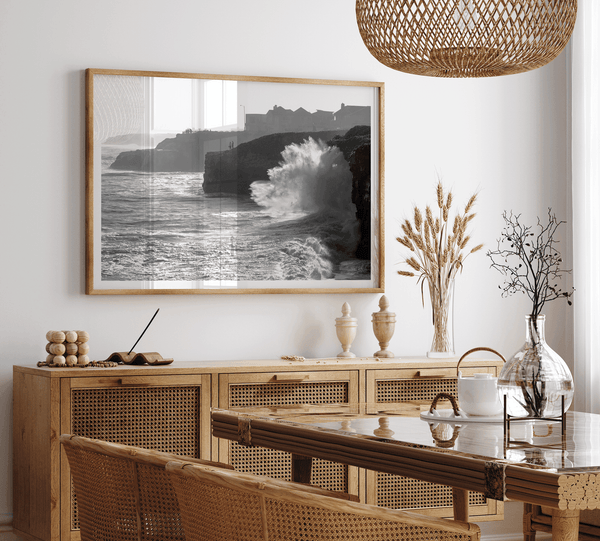 Black and White Ocean Fine Art Photography Print - California Santa Cruz Beach Wall Art Framed or Unframed Poster for Home Decor