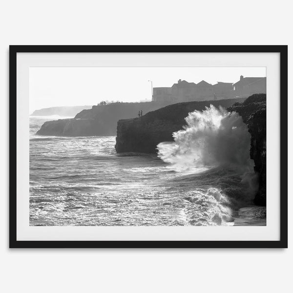 Black and White Ocean Fine Art Photography Print - California Santa Cruz Beach Wall Art Framed or Unframed Poster for Home Decor