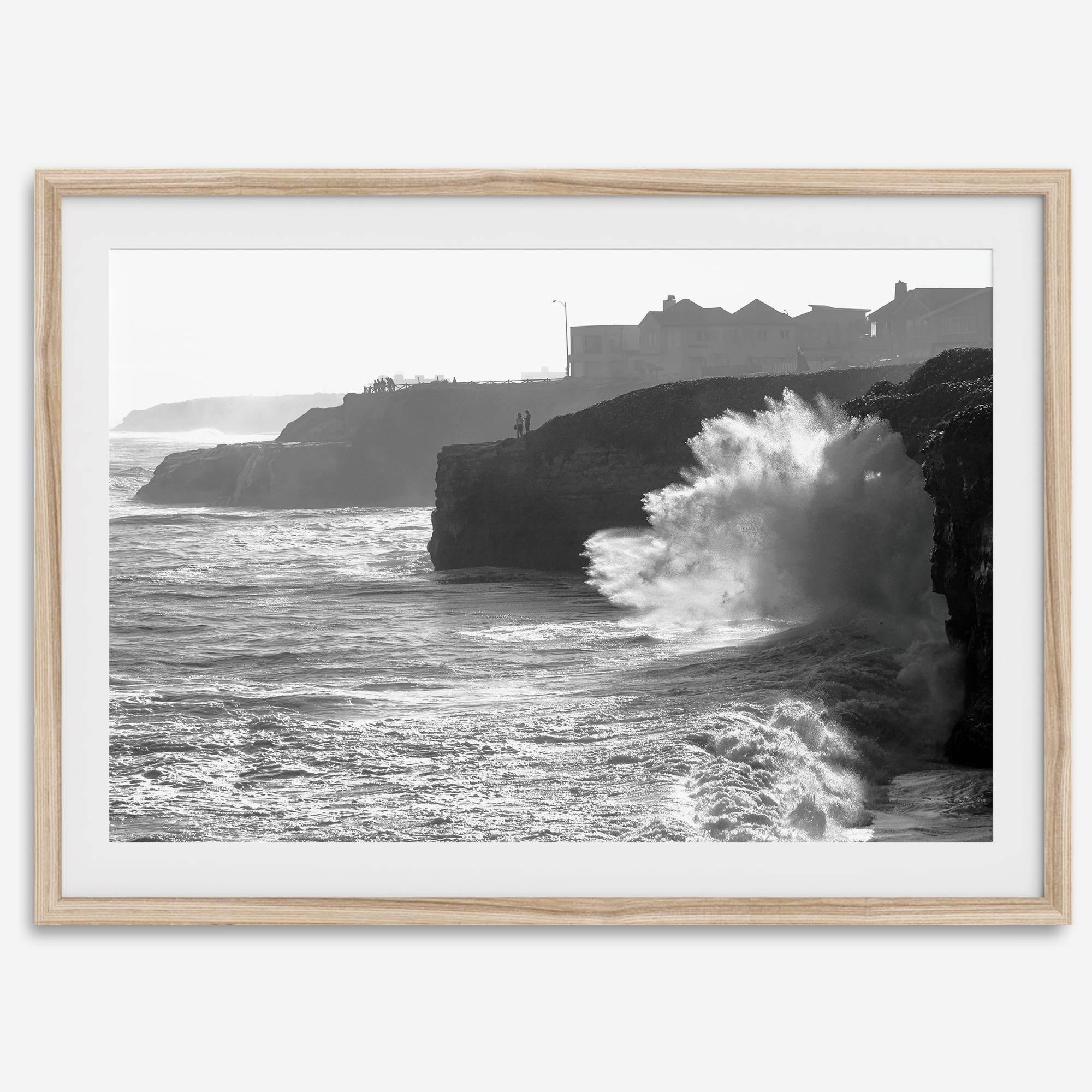 Black and White Ocean Fine Art Photography Print - California Santa Cruz Beach Wall Art Framed or Unframed Poster for Home Decor