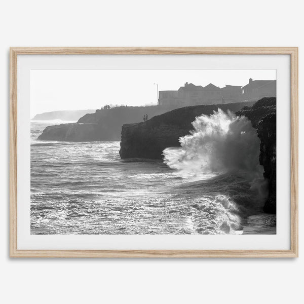 Black and White Ocean Fine Art Photography Print - California Santa Cruz Beach Wall Art Framed or Unframed Poster for Home Decor