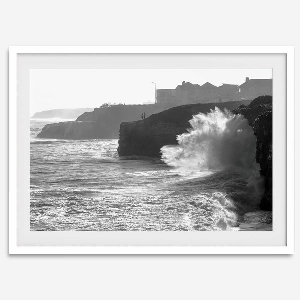 Black and White Ocean Fine Art Photography Print - California Santa Cruz Beach Wall Art Framed or Unframed Poster for Home Decor