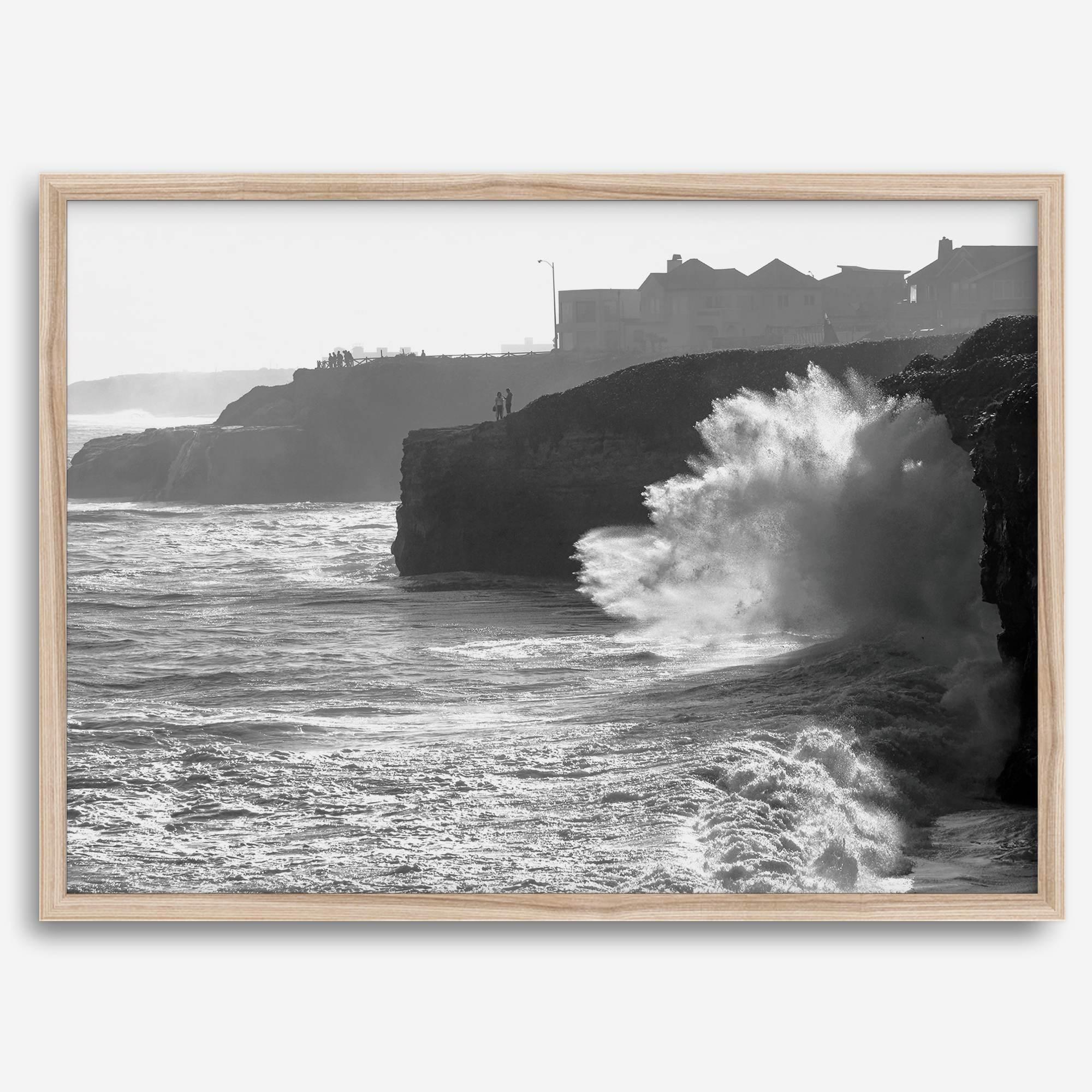 Black and White Ocean Fine Art Photography Print - California Santa Cruz Beach Wall Art Framed or Unframed Poster for Home Decor