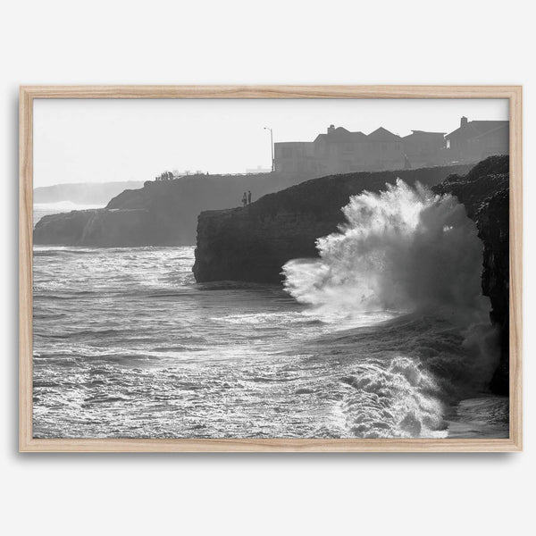 Black and White Ocean Fine Art Photography Print - California Santa Cruz Beach Wall Art Framed or Unframed Poster for Home Decor
