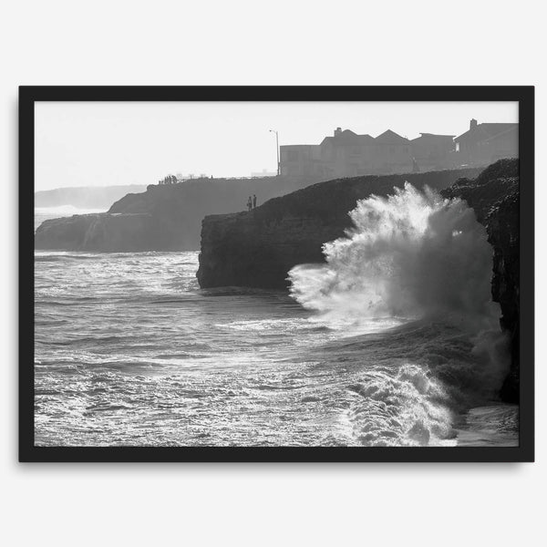 Black and White Ocean Fine Art Photography Print - California Santa Cruz Beach Wall Art Framed or Unframed Poster for Home Decor