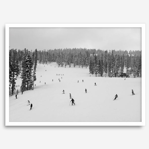 Framed black-and-white ski wall art showing skiers at Northstar resort in Lake Tahoe