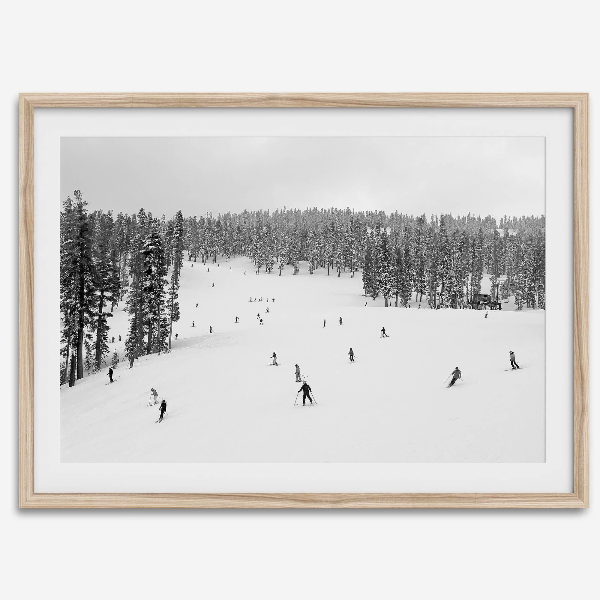Framed black-and-white ski wall art showing skiers at Northstar resort in Lake Tahoe