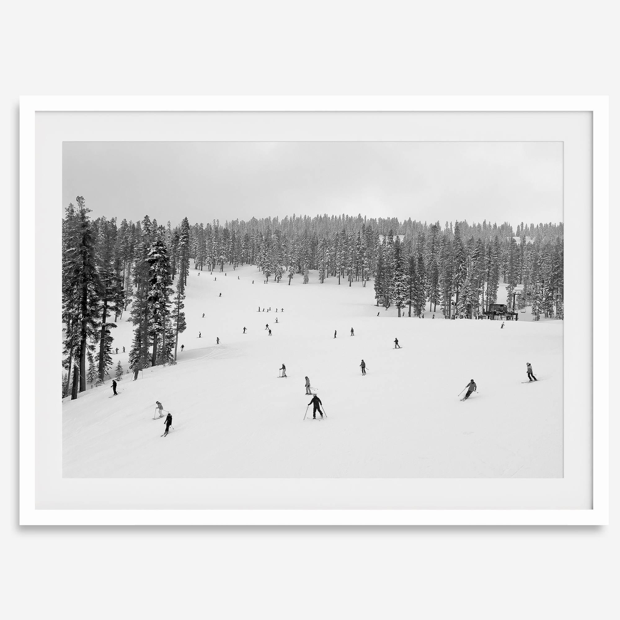 Framed black-and-white ski wall art showing skiers at Northstar resort in Lake Tahoe