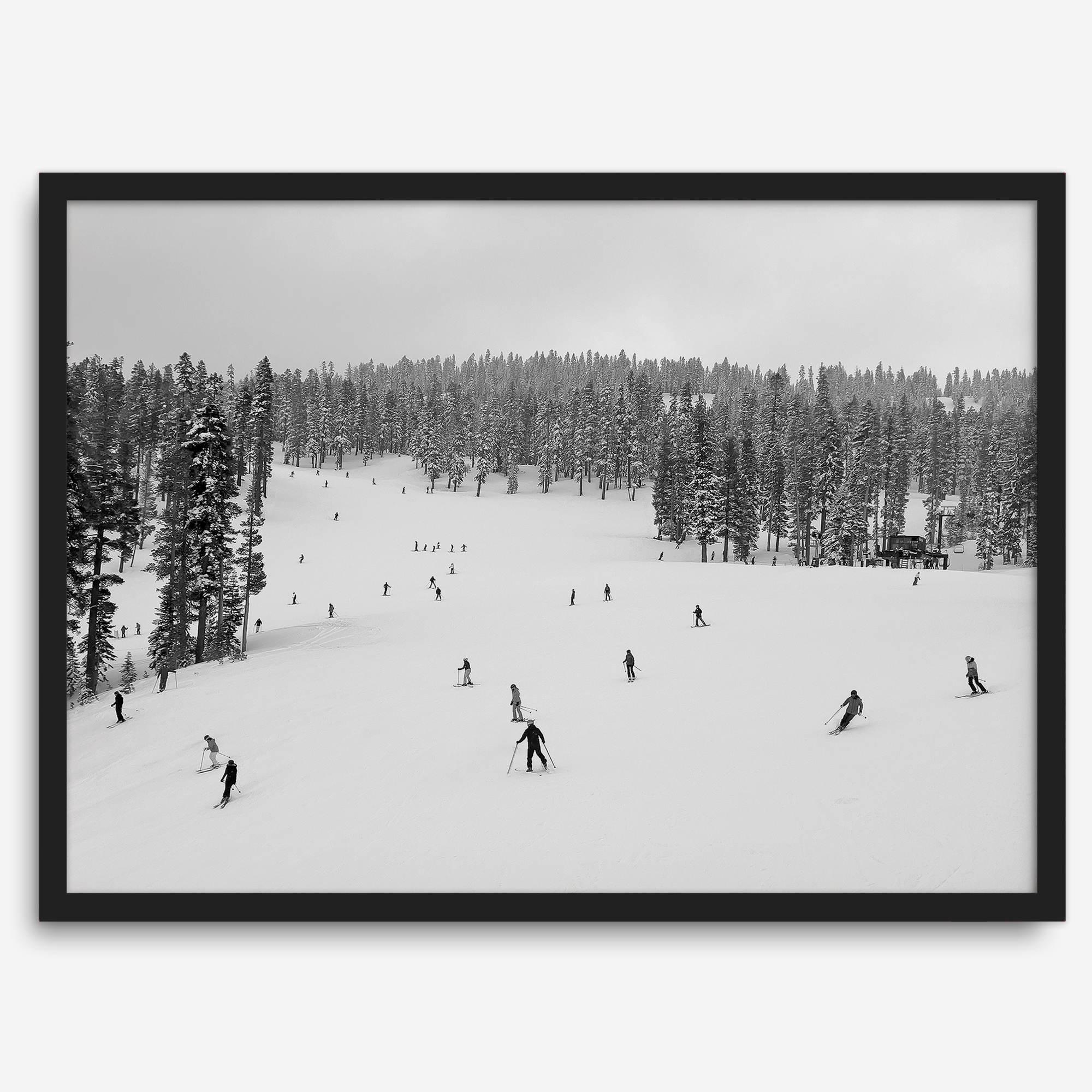 Framed black-and-white ski wall art showing skiers at Northstar resort in Lake Tahoe