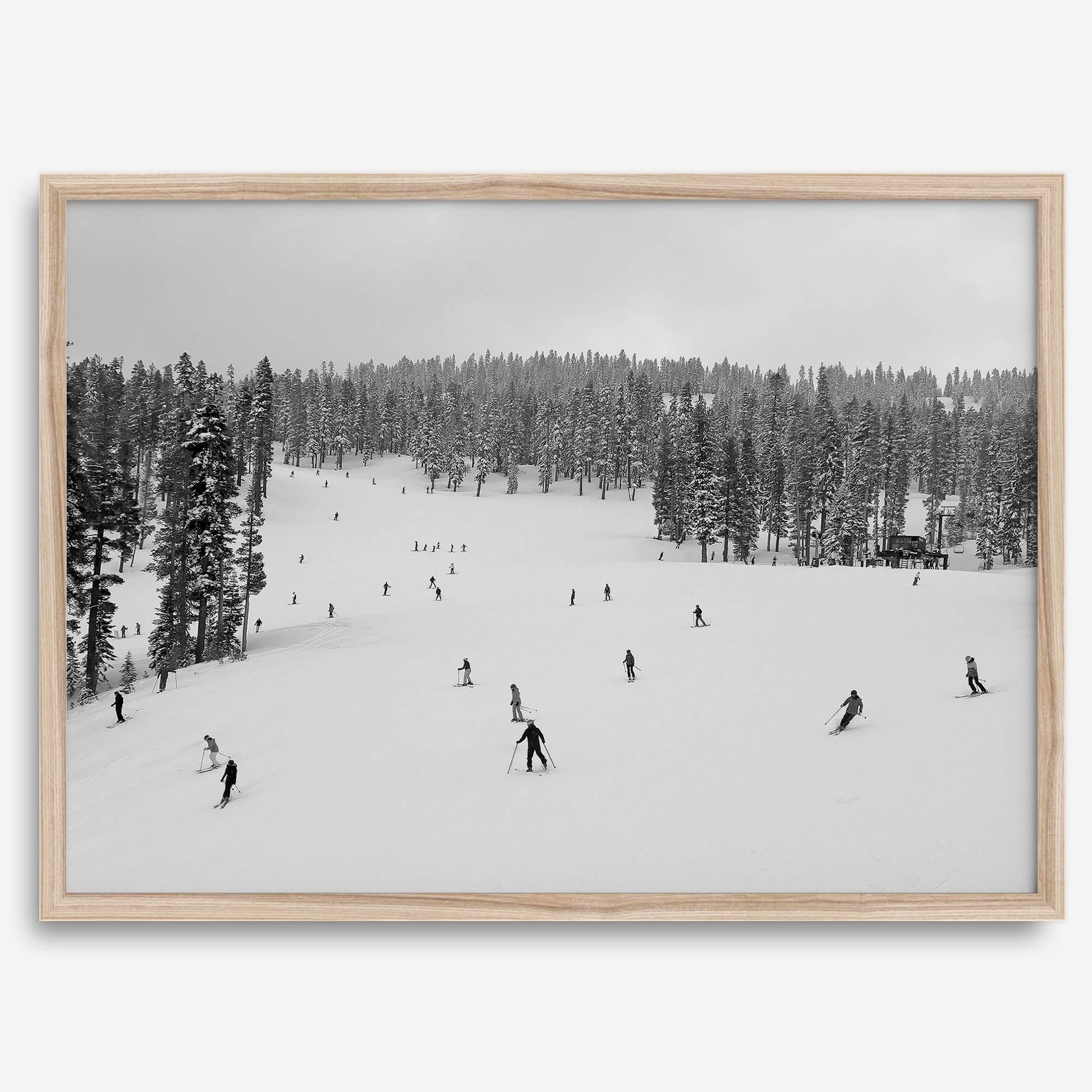 Framed black-and-white ski wall art showing skiers at Northstar resort in Lake Tahoe