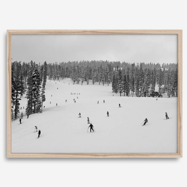 Framed black-and-white ski wall art showing skiers at Northstar resort in Lake Tahoe