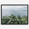 Tropical ocean view with lush green foliage overlooking the Pacific from Kauai, captured in fine art photography.
