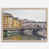 A colorful, vibrant fine art Florence print featuring the famous Ponte Vecchio medieval bridge.
