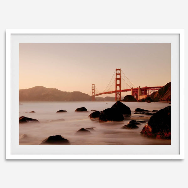 Fine Art Golden Gate Bridge Photography Print - San Francisco Wall Art, Golden Gate Sunset Print, Large Framed Travel Poster for Home Decor