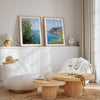 Pair of California coast photography prints featuring Pacific Ocean views, yellow wildflowers and Big Creek Bridge on Highway 1.