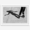 Black and white rollerskate photography taken in San Francisco during Fleet Week, showing a skater’s shadow on concrete, capturing minimalist urban style.