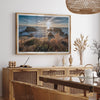 Sunset over rocky California coastline with golden grasses and ocean waves – fine art landscape photography print