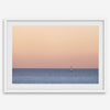 This stunning fine art ocean sunset photography print features a breathtaking scene of a boat against a golden and pink sky at sunset. The warm glow of the sunset and the natural beauty of the ocean and sky combine to create a soothing atmosphere.