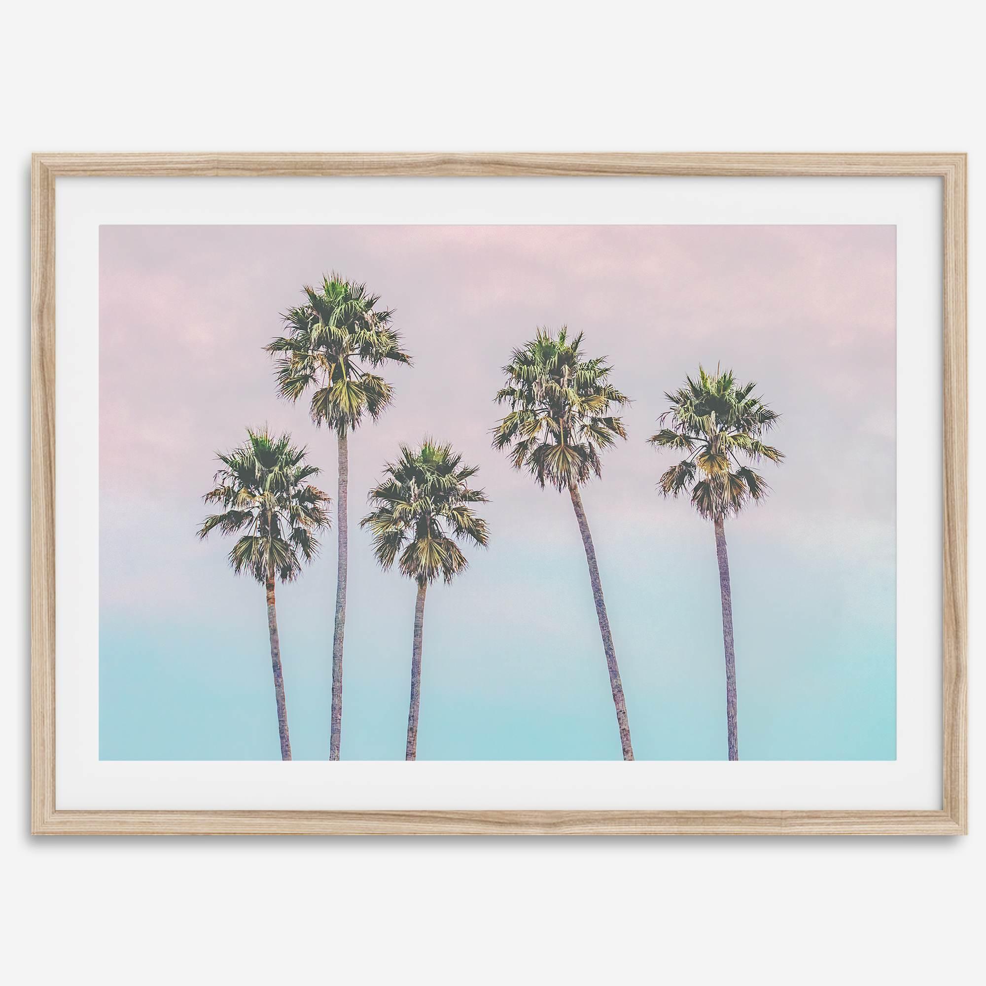 Pink Sunset Beach Palm Tree Fine Art Print - Minimalist Palm Trees Wall Art, Beach Photography Art Print, Coastal Home Decor