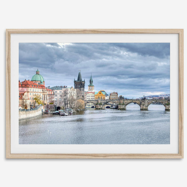 Prague Wall Art featuring Charles Bridge and Old Town skyline over the Vltava River