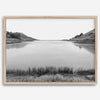 Black and white photo of Rodeo Beach Lagoon in the Marin Headlands near San Francisco – fine art landscape print