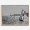 Black and white sailing photography print of San Francisco Bay with Golden Gate Bridge