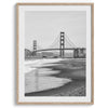 A San Francisco oversized set of 3 framed or unframed wall art. The prints feature a San Francisco cable car overlooking the Bay Bridge, the Golden Gate Bridge from Baker Beach, and the famous Painted Ladies with the San Francisco skyline.