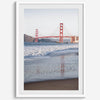 San Francisco Golden Gate Bridge Fine Art Photography Print With Beach Reflection, Framed or Unframed Beach Wall Art Poster for Home Decor