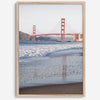 San Francisco Golden Gate Bridge Fine Art Photography Print With Beach Reflection, Framed or Unframed Beach Wall Art Poster for Home Decor