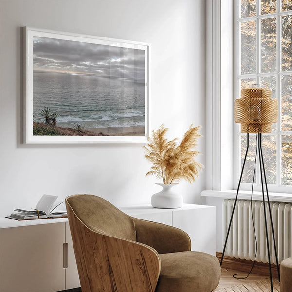 Fine art seascape print capturing calm ocean light and textures from San Diego’s coastline.
