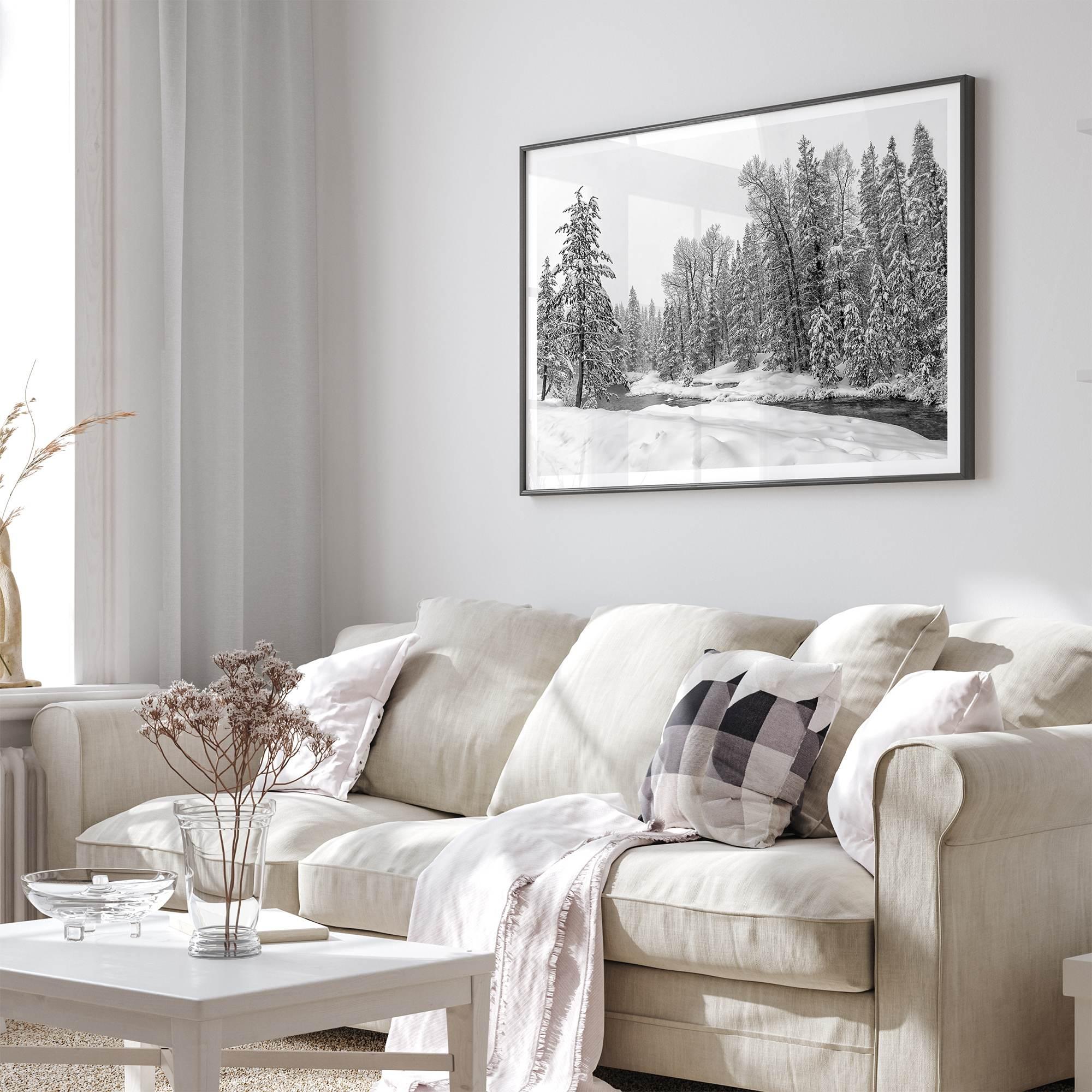 snowy pines wall art, black and white nature, winter landscape print, Tahoe forest art, snow-covered forest, fine art nature print, pine tree wall art, monochrome landscape, winter decor, snow photography, nature photography, black and white wall art, rustic cabin decor.