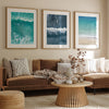 Set of three aerial beach wall art prints featuring ocean photography from Pismo Beach, Point Reyes and Hanalei Bay
