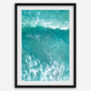 A fine art aerial ocean photography print showing surfers paddling for waves. Stunning blue wall art for home decor. 