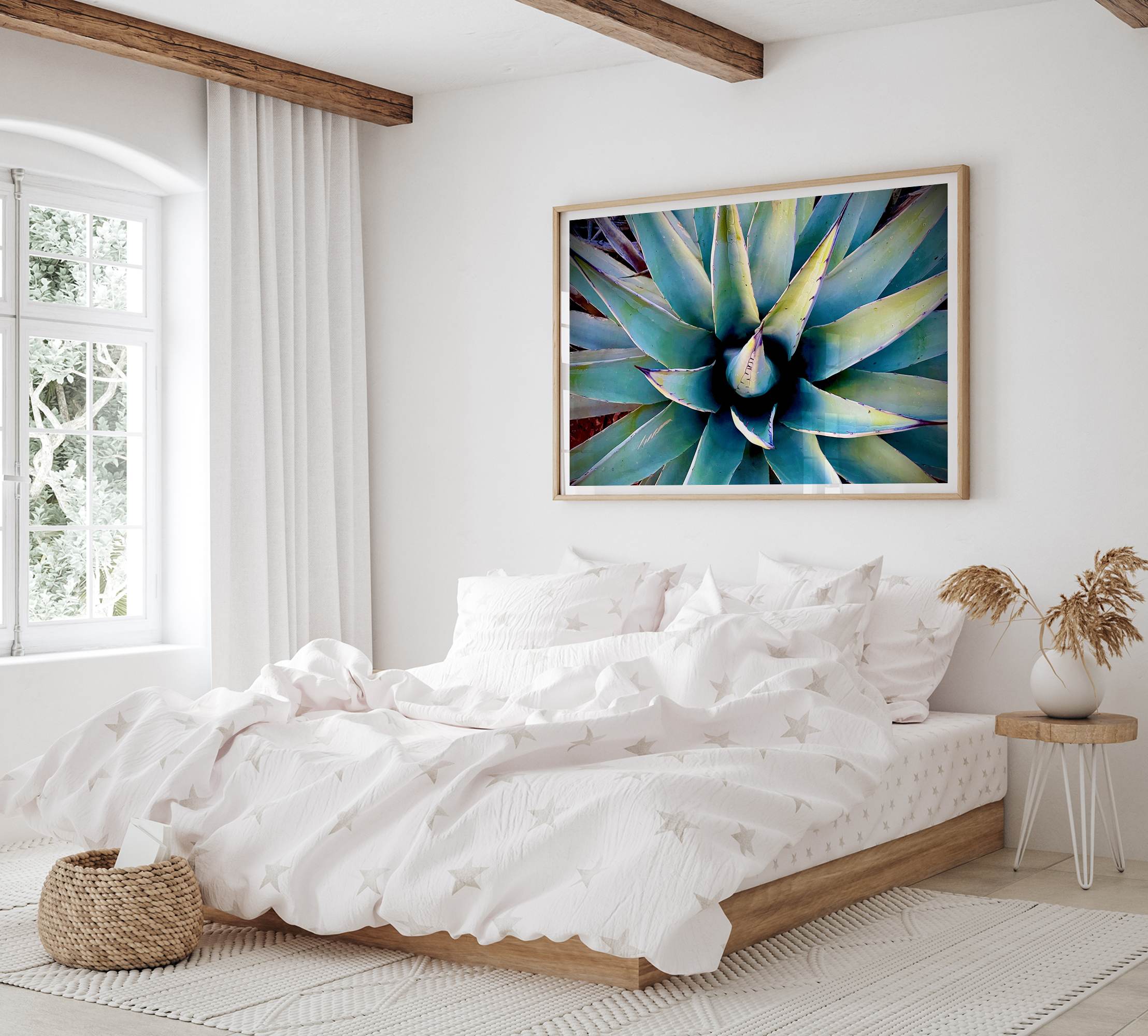 Agave wall art featuring blue-green succulent leaves inspired by the western desert landscape